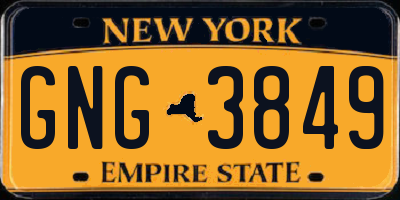 NY license plate GNG3849