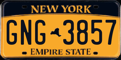 NY license plate GNG3857