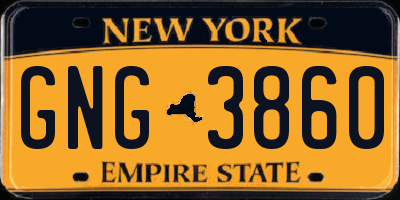 NY license plate GNG3860