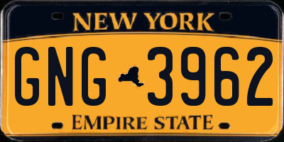 NY license plate GNG3962