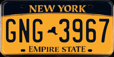 NY license plate GNG3967