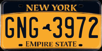 NY license plate GNG3972