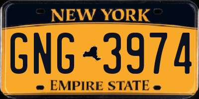 NY license plate GNG3974