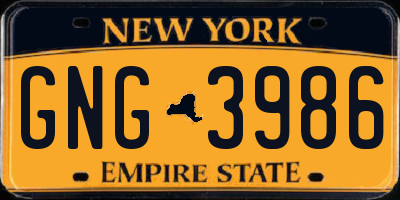 NY license plate GNG3986