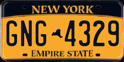 NY license plate GNG4329