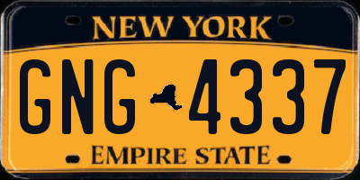 NY license plate GNG4337