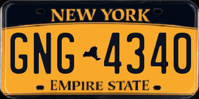 NY license plate GNG4340