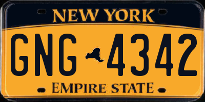 NY license plate GNG4342
