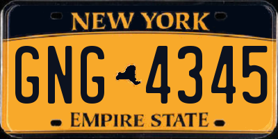 NY license plate GNG4345