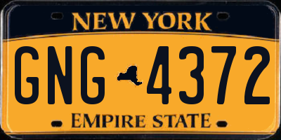 NY license plate GNG4372