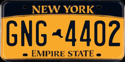 NY license plate GNG4402