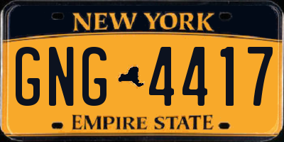 NY license plate GNG4417