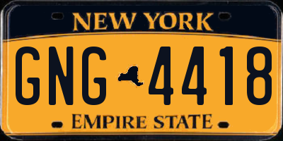 NY license plate GNG4418