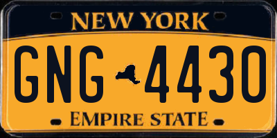 NY license plate GNG4430
