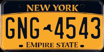 NY license plate GNG4543