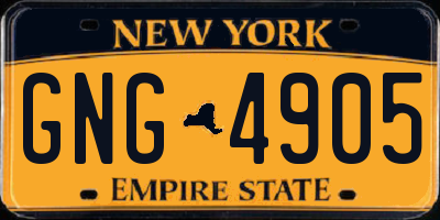 NY license plate GNG4905