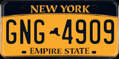 NY license plate GNG4909