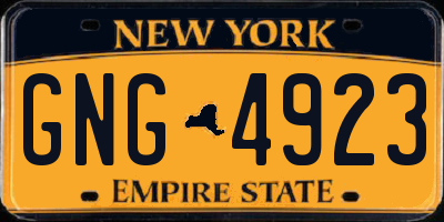 NY license plate GNG4923
