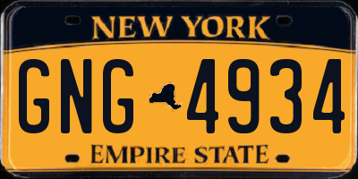 NY license plate GNG4934