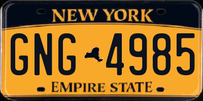 NY license plate GNG4985