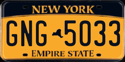 NY license plate GNG5033