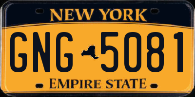 NY license plate GNG5081