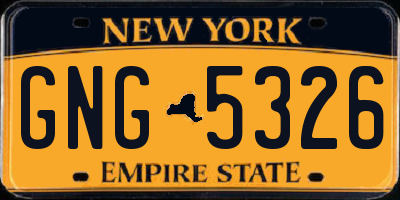 NY license plate GNG5326