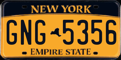 NY license plate GNG5356