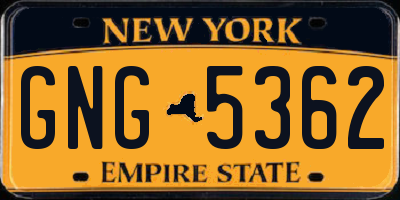 NY license plate GNG5362