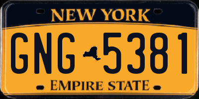 NY license plate GNG5381