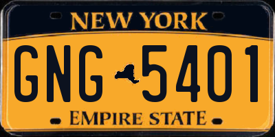 NY license plate GNG5401