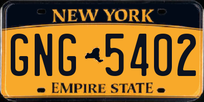 NY license plate GNG5402