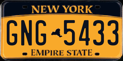 NY license plate GNG5433