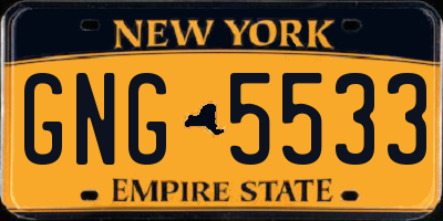 NY license plate GNG5533