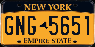 NY license plate GNG5651