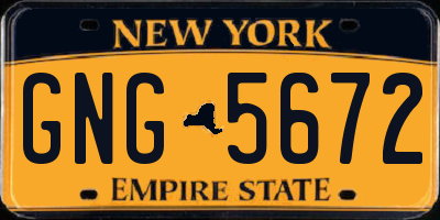 NY license plate GNG5672