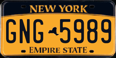 NY license plate GNG5989