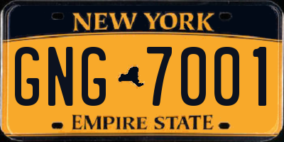 NY license plate GNG7001