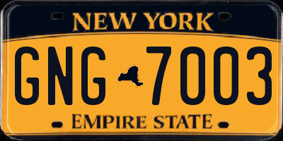NY license plate GNG7003