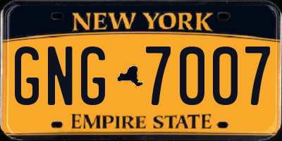 NY license plate GNG7007