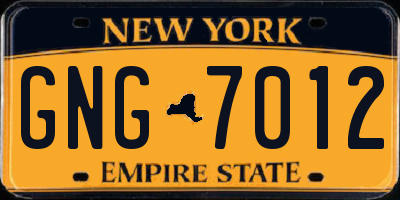 NY license plate GNG7012