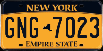 NY license plate GNG7023