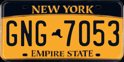 NY license plate GNG7053