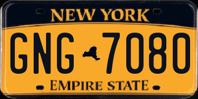 NY license plate GNG7080