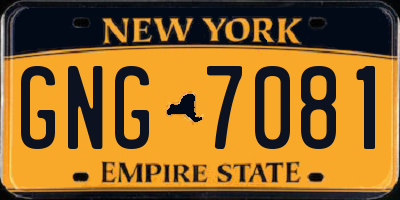 NY license plate GNG7081