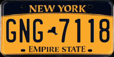 NY license plate GNG7118
