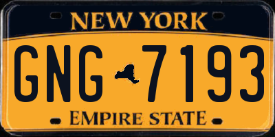 NY license plate GNG7193
