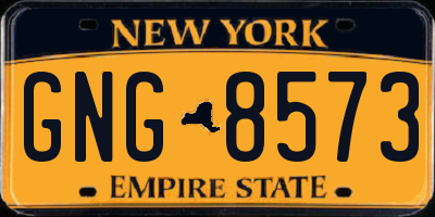 NY license plate GNG8573