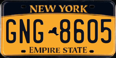 NY license plate GNG8605