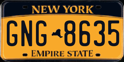 NY license plate GNG8635
